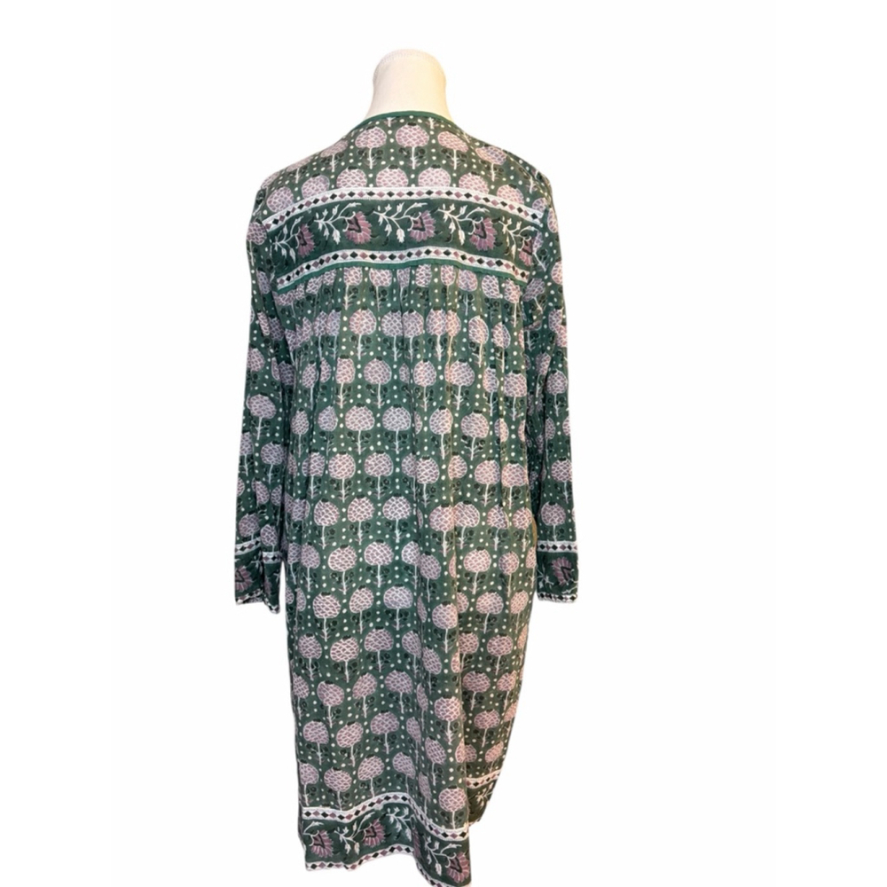 SZ Blockprints Green Cotton Tassel Tie Tunic Dress One Size - Picture 3 of 9